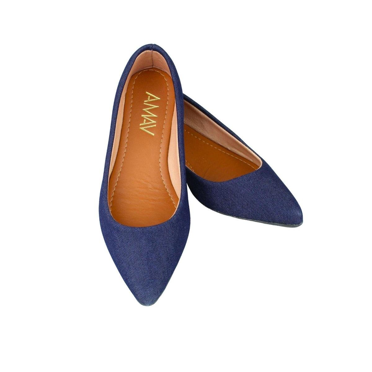 Sapatilha Feminina Bico Fino Rasteira Rasteirinha Verniz - Jeans Menor preço em Sapatilha Feminina Bico Fino Rasteira Rasteirinha Verniz - Jeans