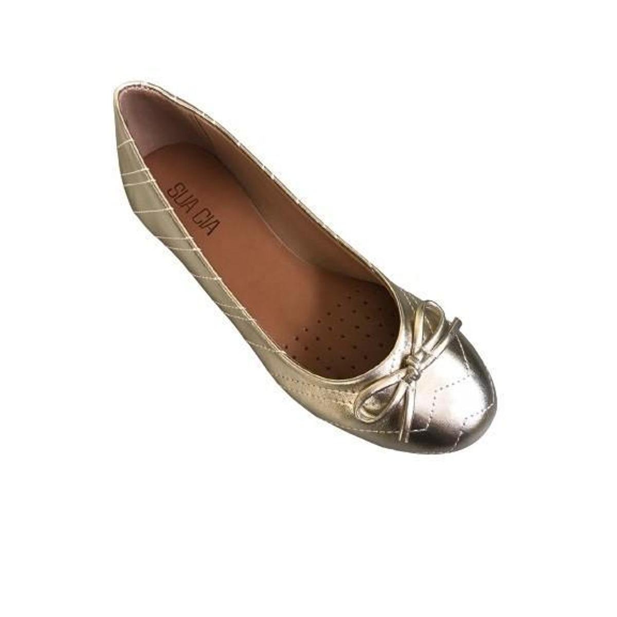 Sapatilha Feminina Casual Com Laço Sua Cia 8003-13078 - Dourado | Zattini