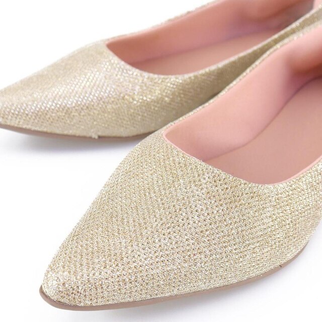 Sapatilha Feminina Casual Gliter Sapatilha Confortavel Sapatilha Bico Fino Calce Facil Brilho
