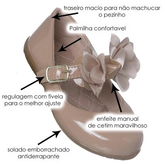 Sapatilha Feminina Infantil Sapato Criança Dama Branca Moda Infantil Boneca Sapato Menina Rasteira