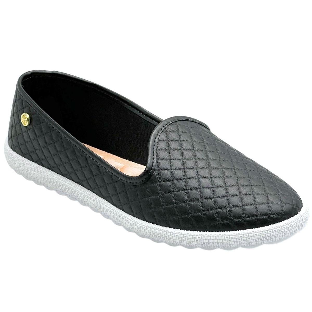 Sapatilha Feminina Moleca Tecido Preto - Preto Menor preço em Sapatilha Feminina Moleca Tecido Preto - Preto