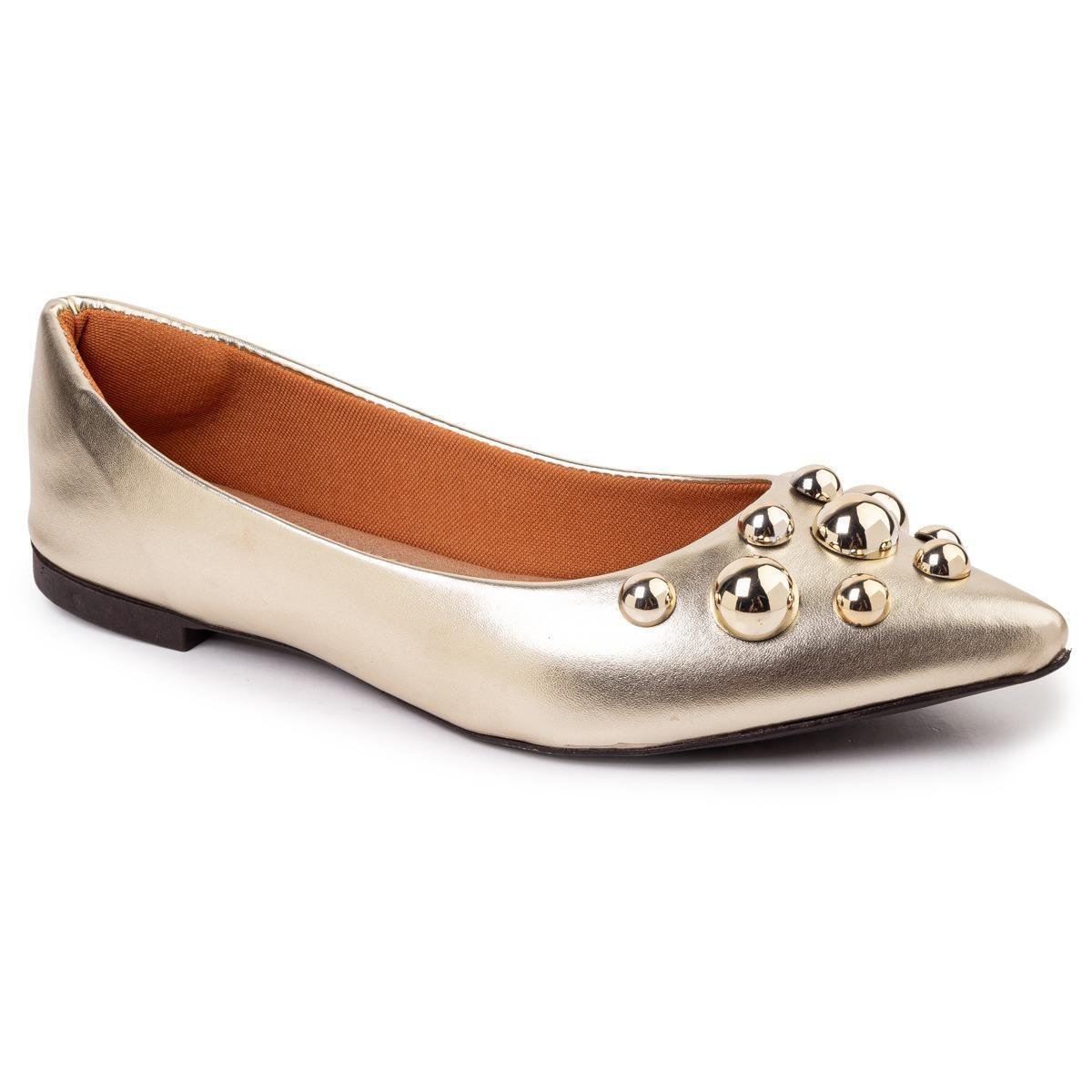 Sapatilha Feminina Rasteira Dourada Sapato Scarpin Moda Menor preço em Sapatilha Feminina Rasteira Dourada Sapato Scarpin Moda