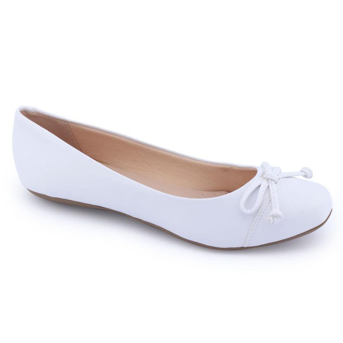 Sapatilha feminina Sua Cia 8004.12793 napa soft branca laço - Branco Menor preço em Sapatilha feminina Sua Cia 8004.12793 napa soft branca laço - Branco