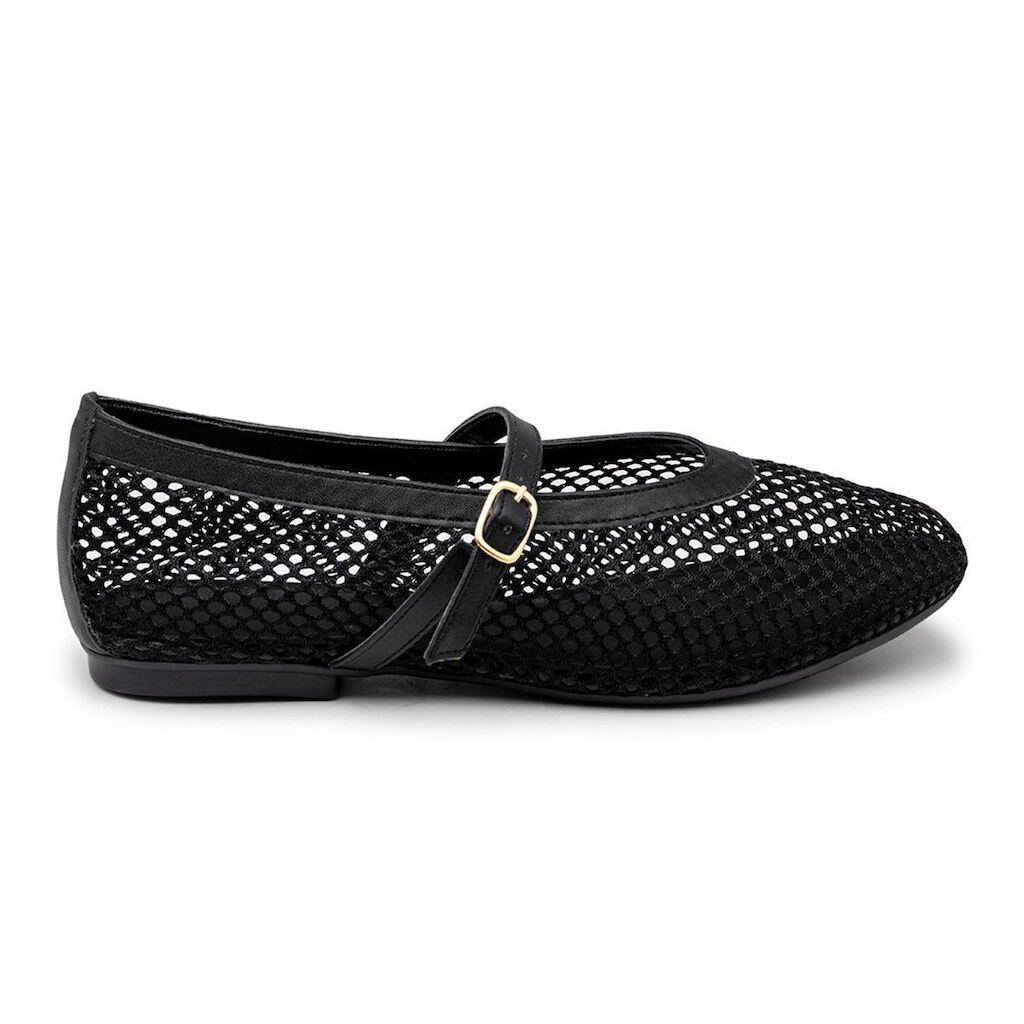 Sapatilha Feminina Tela Leruchel Mary Jane Fivela Confortavel Elegante Preto