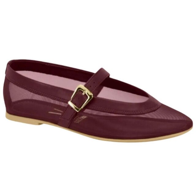 SAPATILHA FEMININA VIZZANO ESTILO BAILARINA, TELA TRANSPARENTE