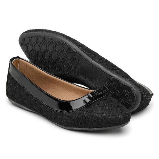 Sapatilha Gomes Shoes Renda Bico Fino Feminina - Preto