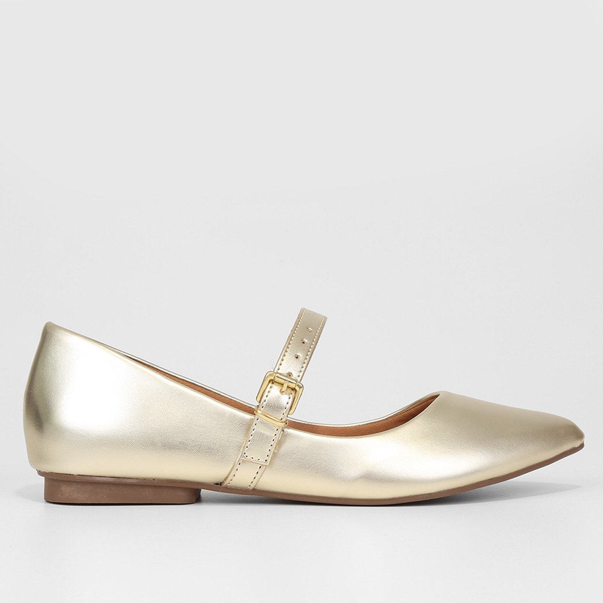 Sapatilha Griffe Bico Fino Tira Feminina - Dourado Menor preço em Sapatilha Griffe Bico Fino Tira Feminina - Dourado