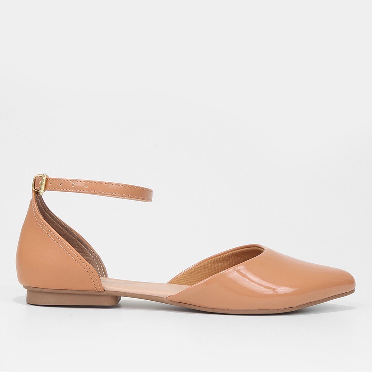 Sapatilha Griffe Fivela Bico Fino Feminina - Nude Menor preço em Sapatilha Griffe Fivela Bico Fino Feminina - Nude