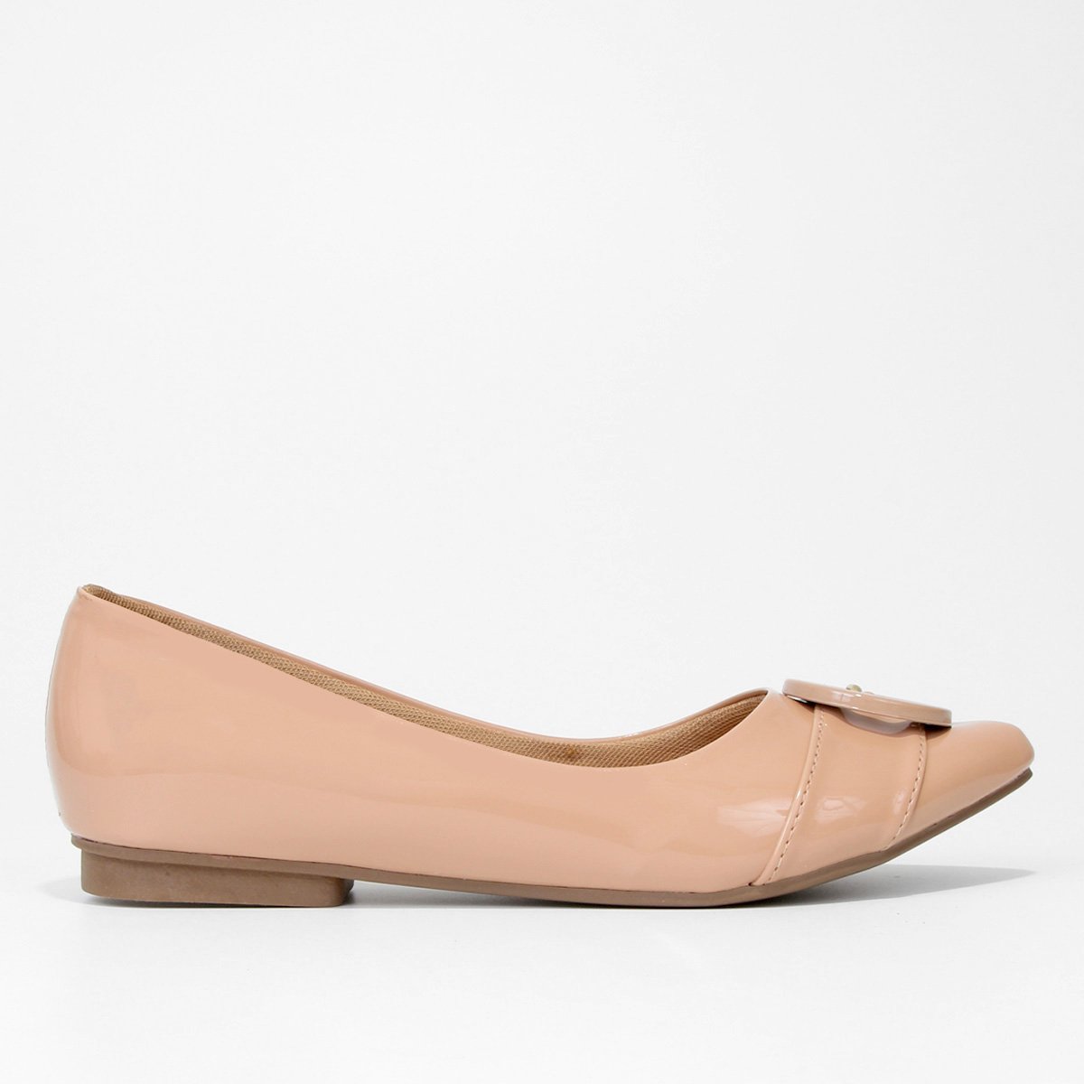 Sapatilha Griffe Verniz Bico Fino Feminina - Nude Menor preço em Sapatilha Griffe Verniz Bico Fino Feminina - Nude
