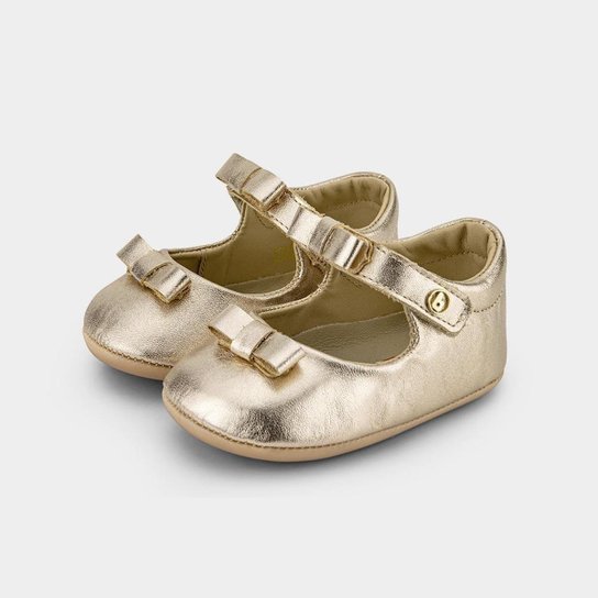 Sapatilha Infantil Bibi Afeto Joy II Dourado com Laço Zattini