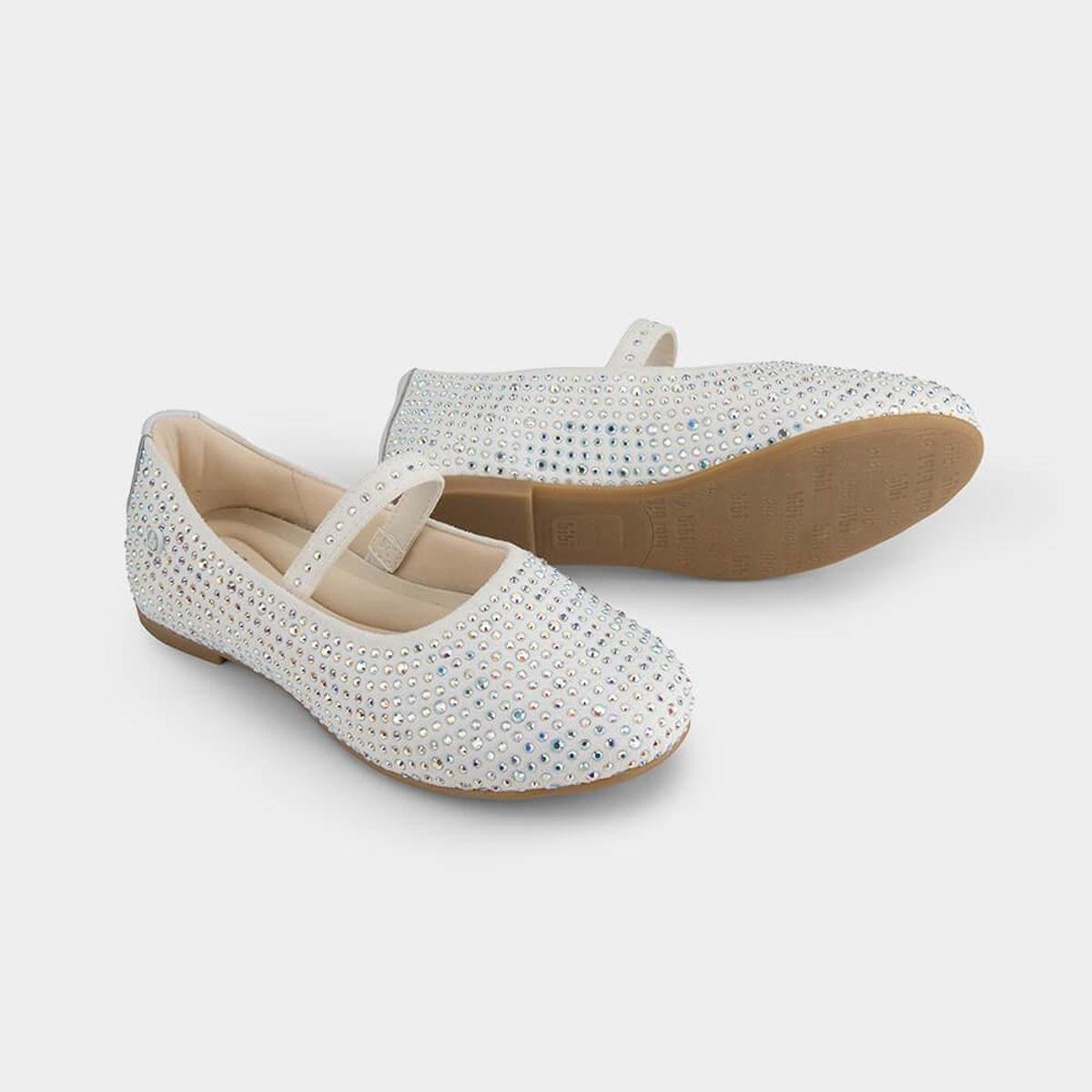 Sapatilha Infantil Bibi Ballerina Basic Branca com Pedrinhas