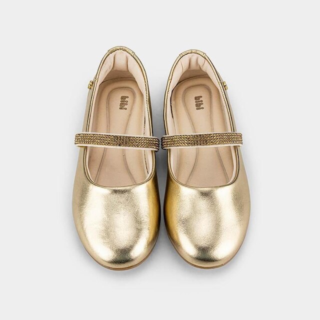 Sapatilha Infantil Bibi Ballerina Basic Dourada com Brilho