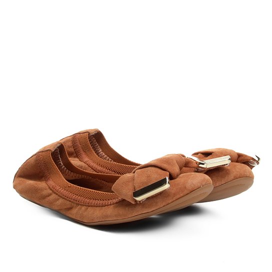 Sapatilha Infantil Couro Shoestock Elástico Camurça - Caramelo