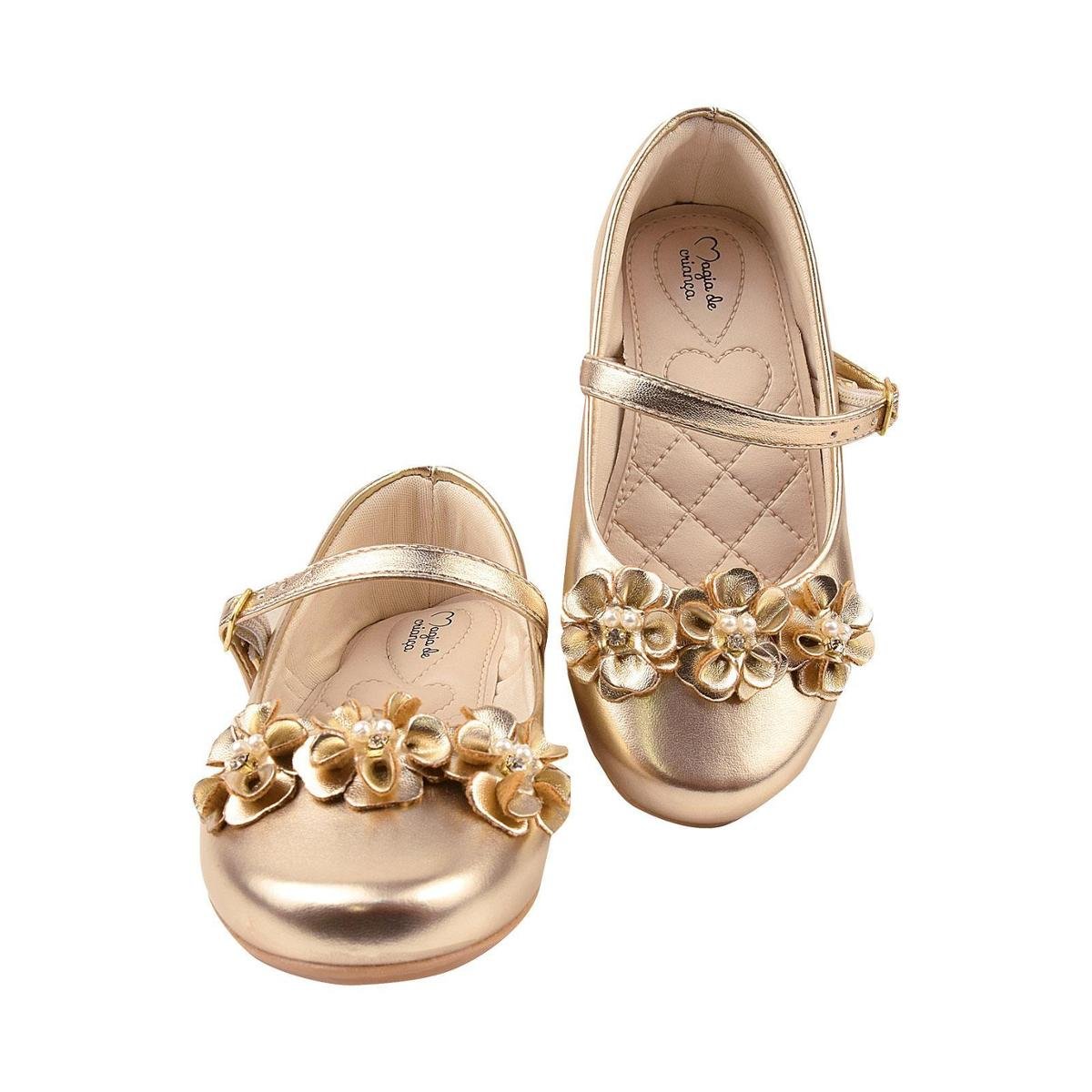 Sapatilha Infantil Feminina Menina Dama de Honra Light - Ouro Menor preço em Sapatilha Infantil Feminina Menina Dama de Honra Light - Ouro