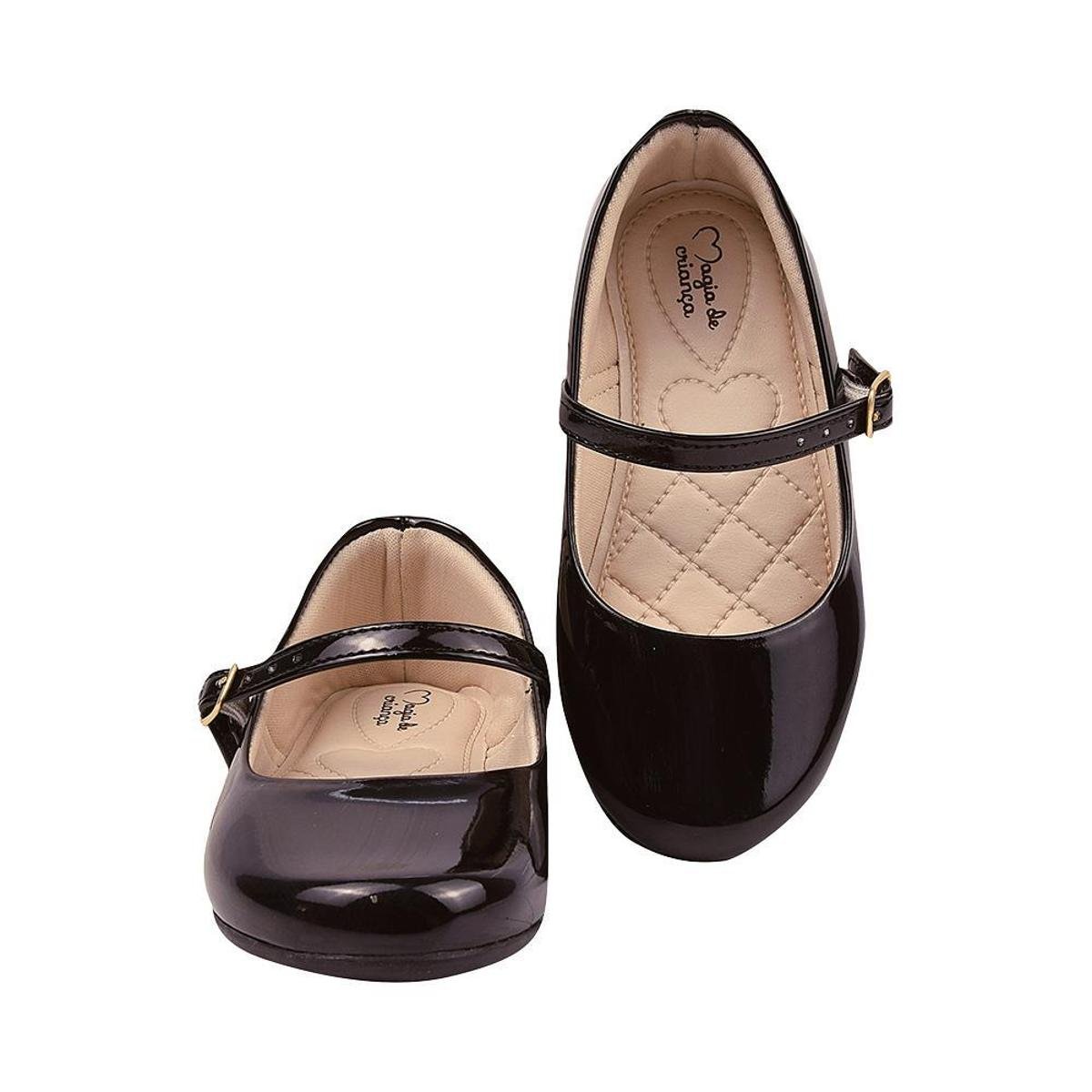 Verniz Sapatinho De Bebe Preto Feminino Sapatilha Infantil