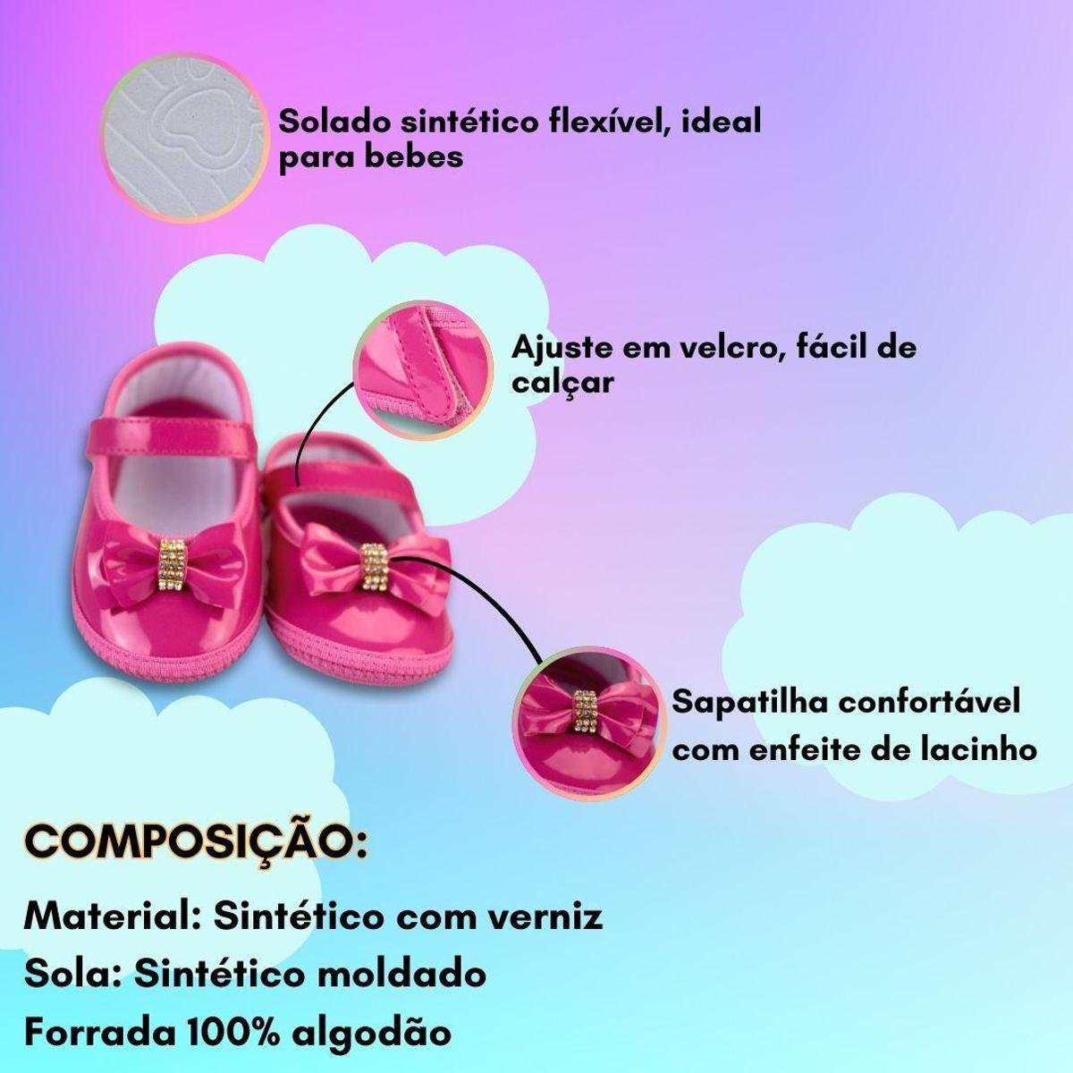 Sapatilha Infantil Keto Baby Batizado Recém Nascida Laço Feminina
