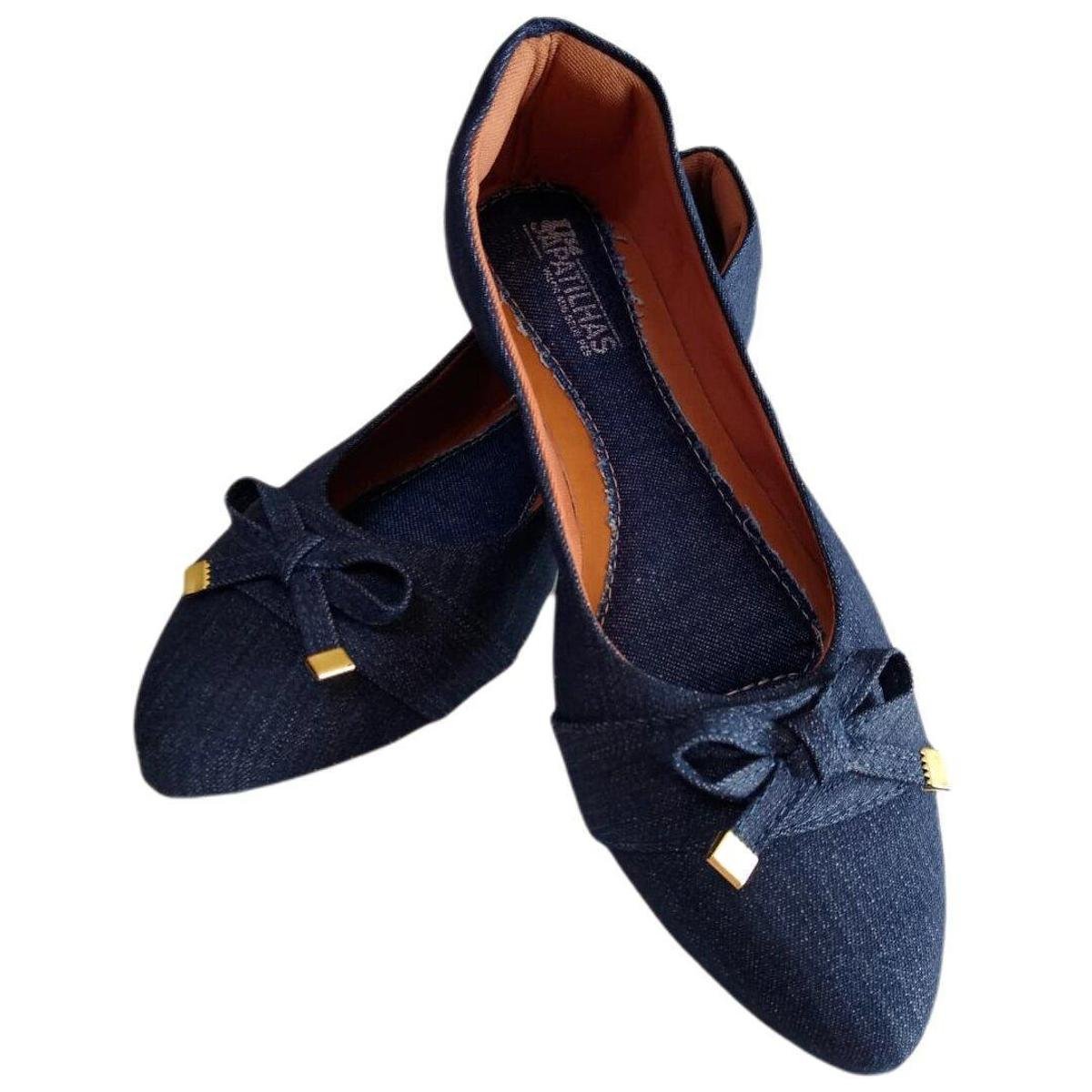 Sapatilha Jeans Bico Fino Feminina - Azul Menor preço em Sapatilha Jeans Bico Fino Feminina - Azul