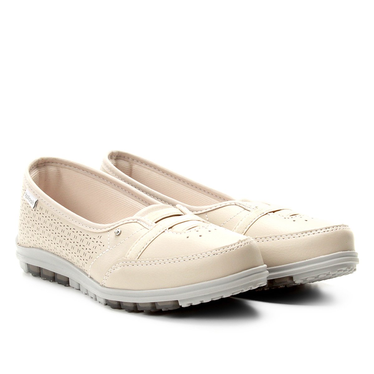 Sapatilha Kolosh Perfuros Elástico Feminina - Bege Menor preço em Sapatilha Kolosh Perfuros Elástico Feminina - Bege