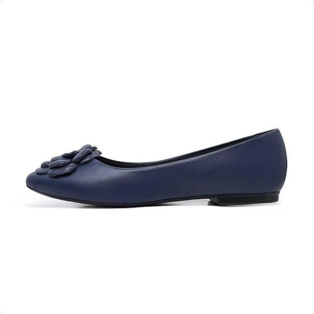 Sapatilha Leruchel Bico Fino Flor Feminino Marinho
