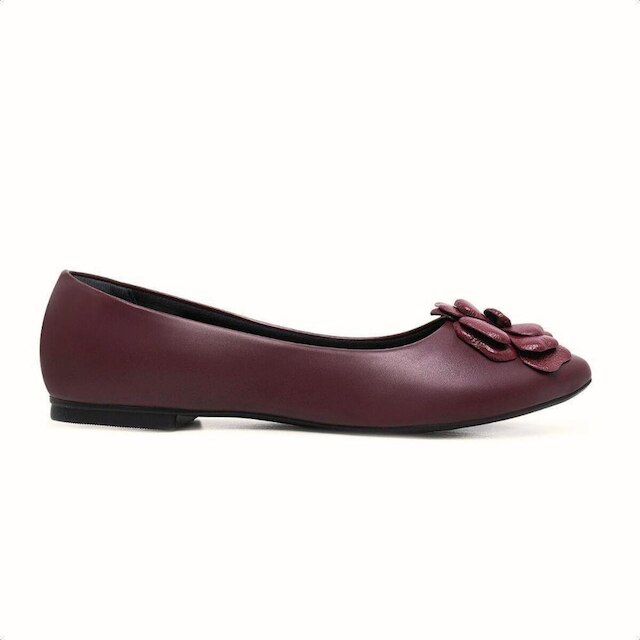 Sapatilha Leruchel Peeptoe Flor Feminino Marsala