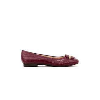 Sapatilha Light Gel Bico Redondo Croco Vinho