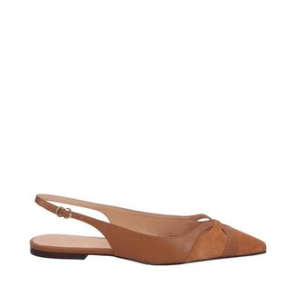 Sapatilha Luiza Barcelos Slingback Com Recortes Em Couro Caramelo