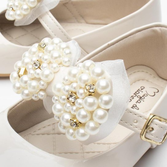 Sapatilha Magia de Criança Sapato Boneca Social Laço perolas