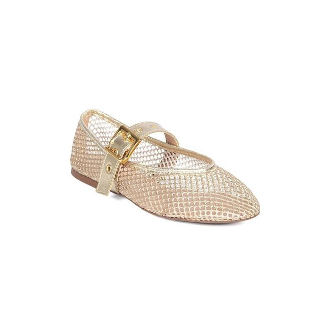 Sapatilha Mary Jane Giulia Domna Tela Lotus Ouro