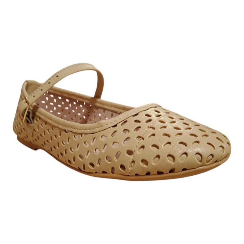 Sapatilha Menina Mini Sua Cia Napa Flower Bege 9150.52307