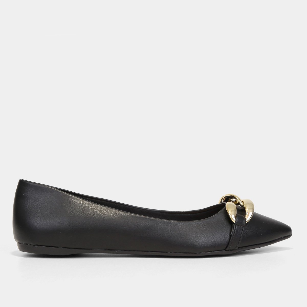 Sapatilha Meu Bem Corrente Bico Fino Feminina - Preto Menor preço em Sapatilha Meu Bem Corrente Bico Fino Feminina - Preto