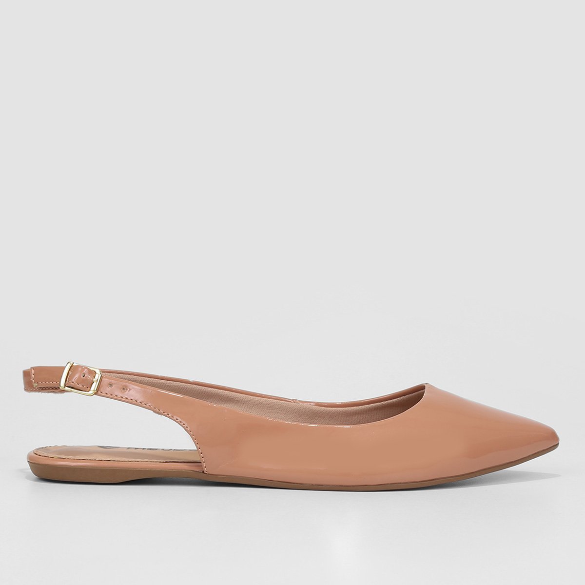 Sapatilha Meu Bem Slingback Verniz Feminina - Bege Menor preço em Sapatilha Meu Bem Slingback Verniz Feminina - Bege