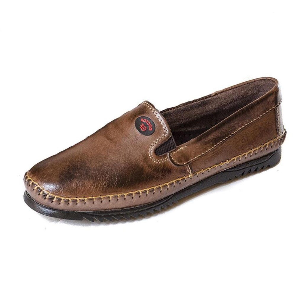Sapatilha Mocassim Couro Masculino Costura Manual Calce Facil Ajuste Elastico Macia Leve Dia a Dia