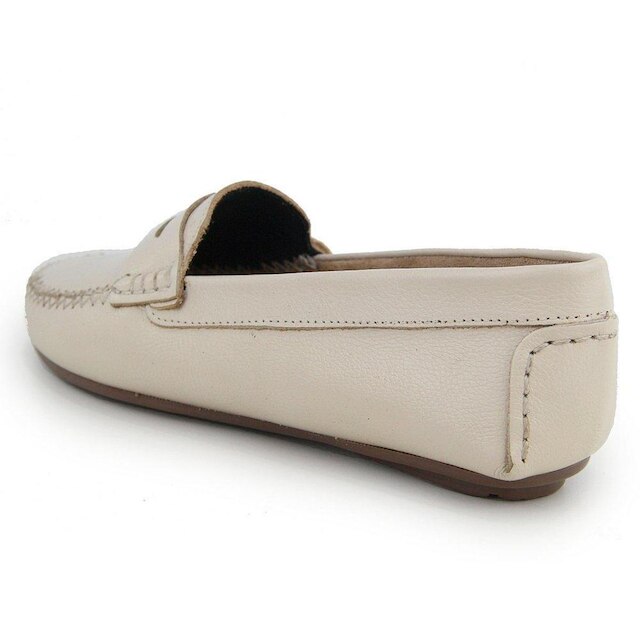 Sapatilha Mocassim Feminina de Couro Com Costura Manual