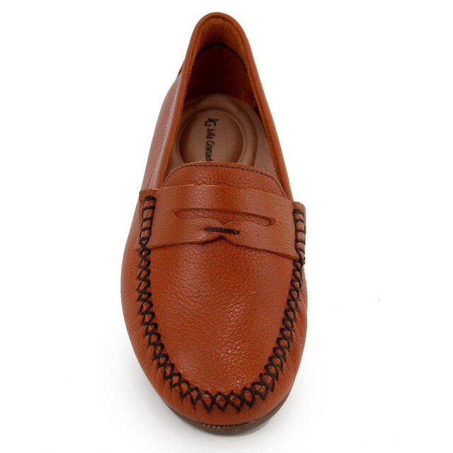 Sapatilha Mocassim Feminina de Couro Com Costura Manual