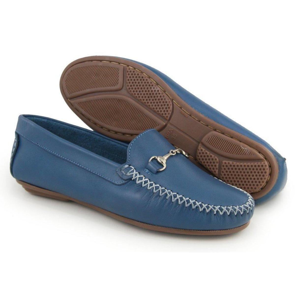 Sapatilha Mocassim Feminina de Couro com Metal Menor preço em Sapatilha Mocassim Feminina de Couro com Metal