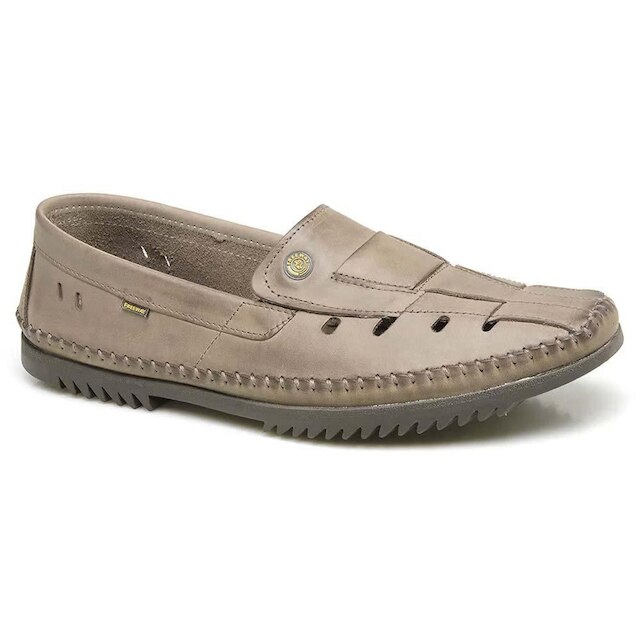 Sapatilha Mocassim Masculino Logan-2 Couro Sesamo Freeway 2655