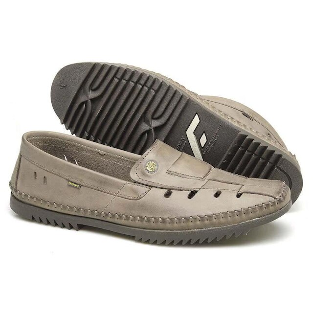 Sapatilha Mocassim Masculino Logan-2 Couro Sesamo Freeway 2655