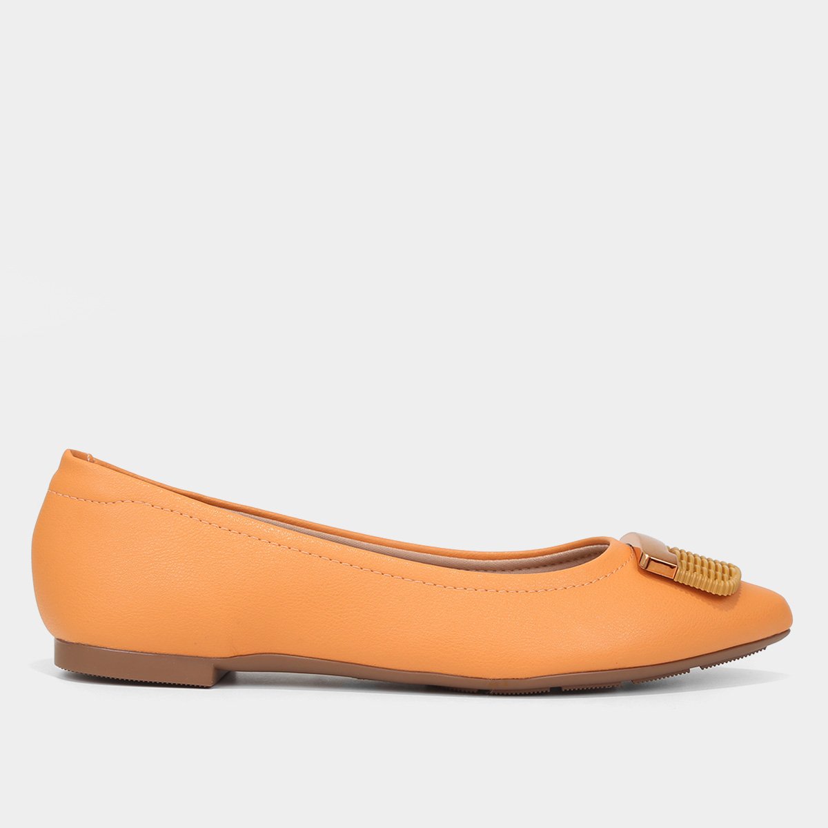 Sapatilha Modare Bico Fino Aplique Feminina - Laranja Menor preço em Sapatilha Modare Bico Fino Aplique Feminina - Laranja