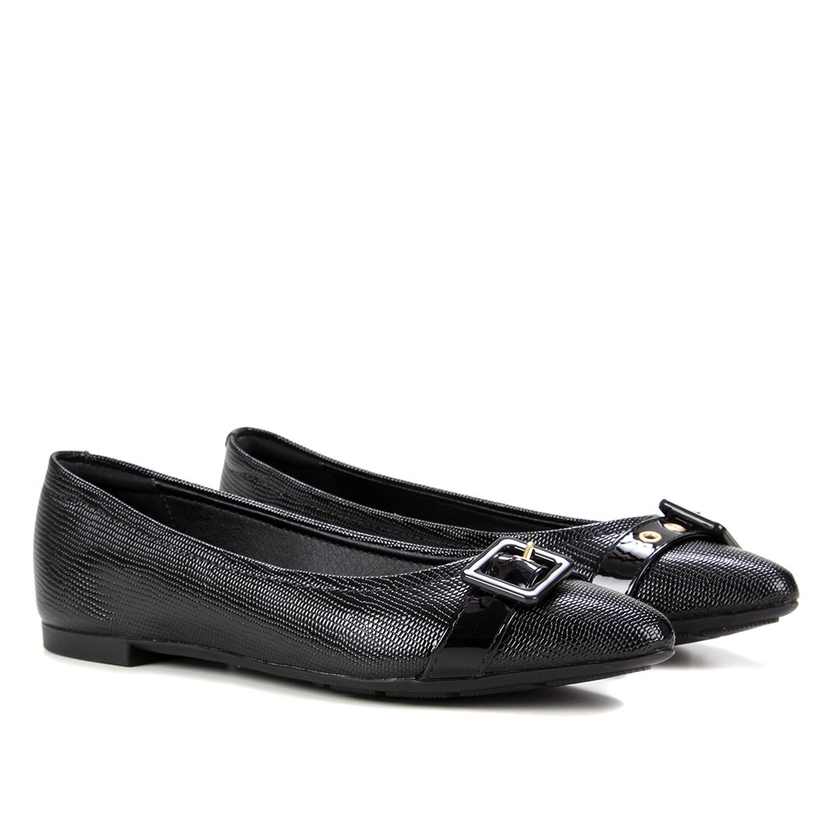Sapatilha Modare Bico Fino Fivela Feminina - Preto Menor preço em Sapatilha Modare Bico Fino Fivela Feminina - Preto