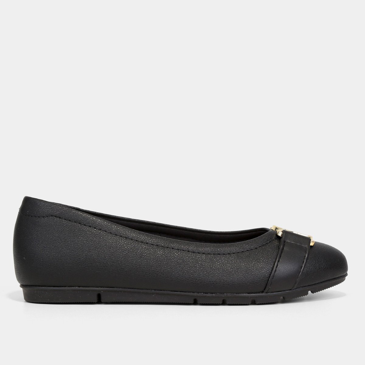 Sapatilha Modare Fivela Monograma Feminina - Preto+Dourado Menor preço em Sapatilha Modare Fivela Monograma Feminina - Preto+Dourado