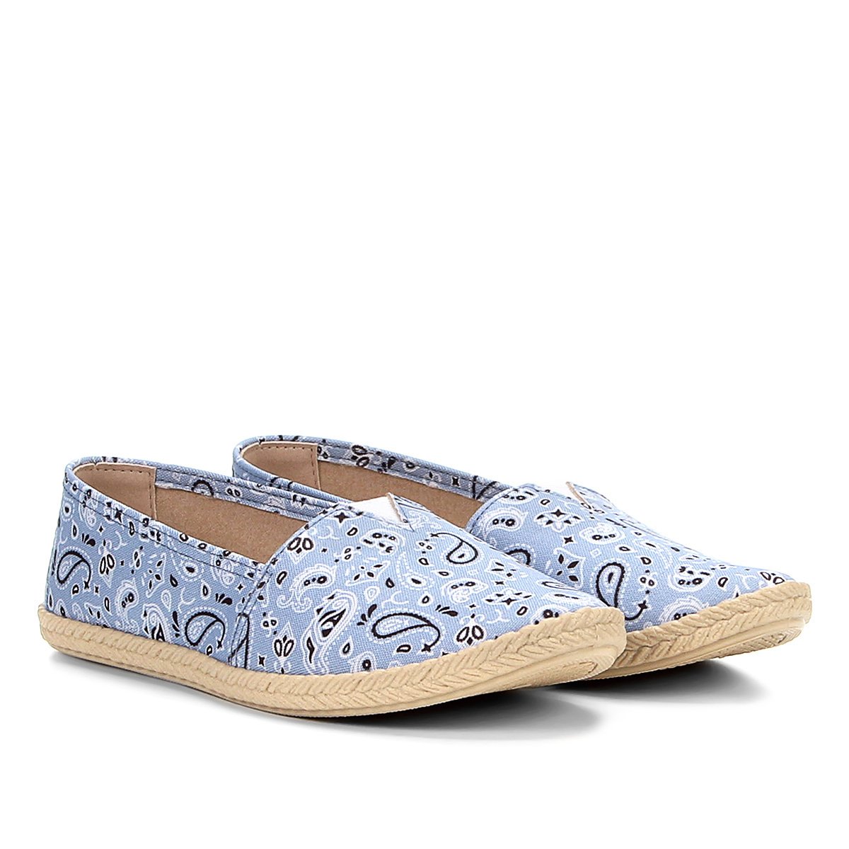 Sapatilha Moleca Alpargata Corda Estampada Feminina - Azul Claro Menor preço em Sapatilha Moleca Alpargata Corda Estampada Feminina - Azul Claro