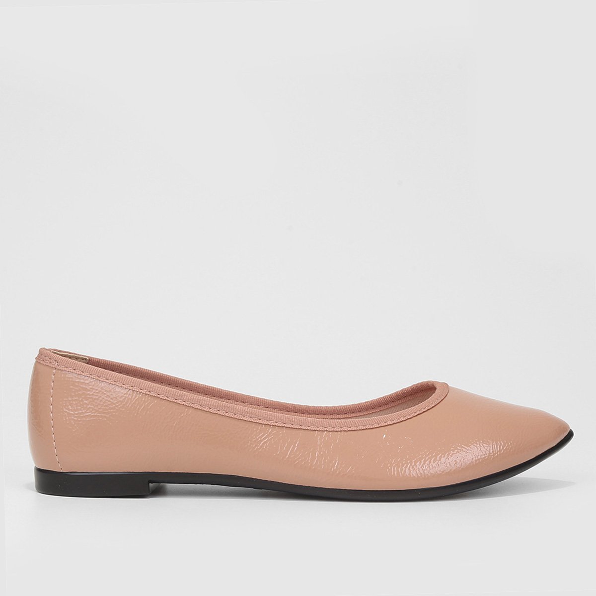 Sapatilha Moleca Bico Fino Alto Brilho Feminina - Bege Menor preço em Sapatilha Moleca Bico Fino Alto Brilho Feminina - Bege