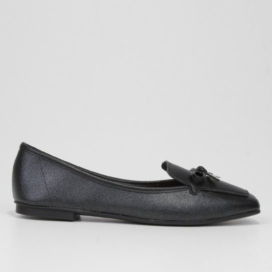 Sapatilha Moleca Bico Quadrado Laço Feminina - Preto