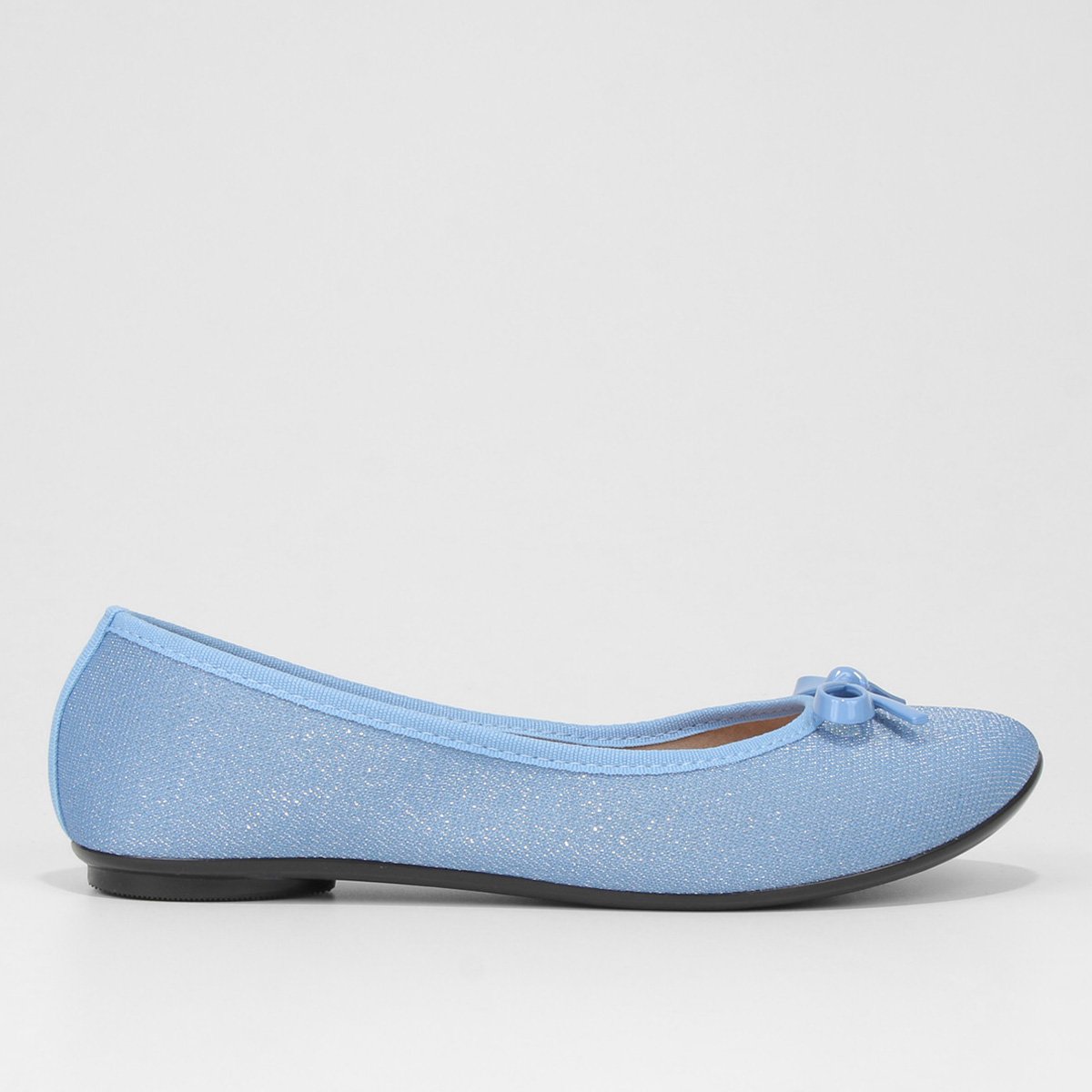 Sapatilha Moleca Brilho Laço Feminina - Azul Claro Menor preço em Sapatilha Moleca Brilho Laço Feminina - Azul Claro