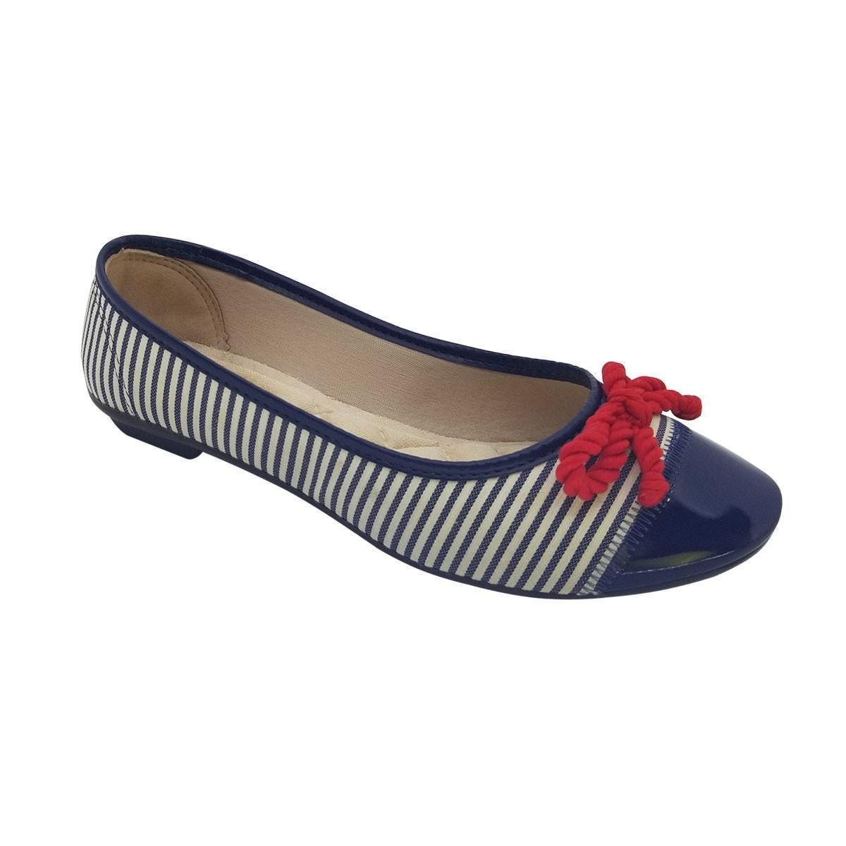 Sapatilha Moleca Com Laço Feminina - Azul Petróleo+Branco | Zattini