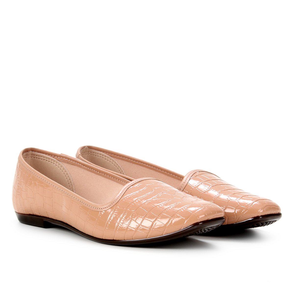 Sapatilha Moleca Croco Verniz Feminina - Nude Menor preço em Sapatilha Moleca Croco Verniz Feminina - Nude
