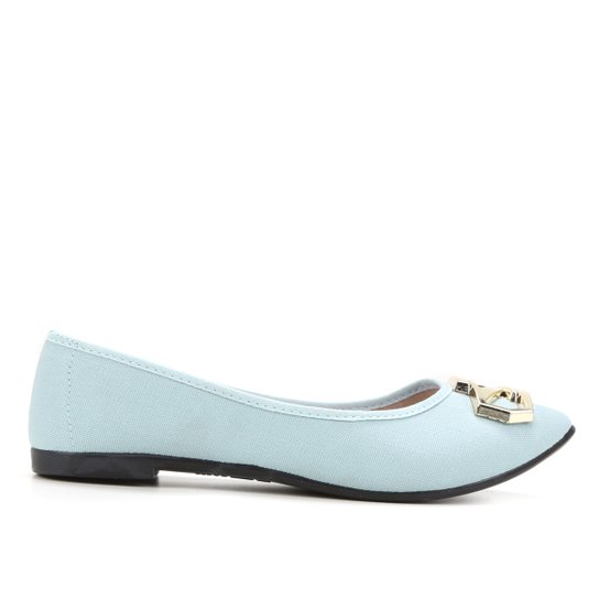 Sapatilha Moleca Lisa Bico Fino Feminina - Azul Claro