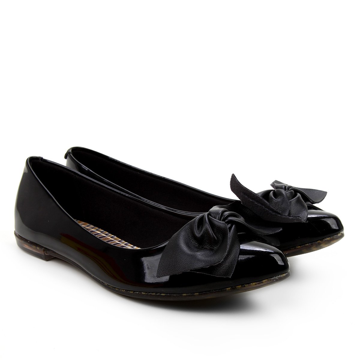 Sapatilha Moleca Verniz Laço Feminina - Preto Menor preço em Sapatilha Moleca Verniz Laço Feminina - Preto