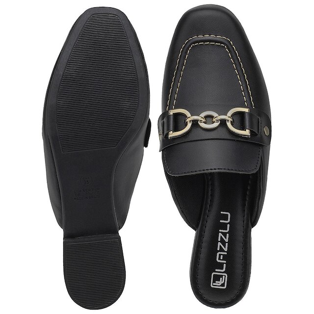Sapatilha Mule Feminino Bico Quadrado Loafer Confortável