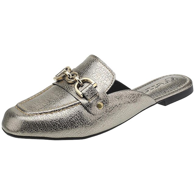 Sapatilha Mule Feminino Bico Quadrado Loafer Confortável
